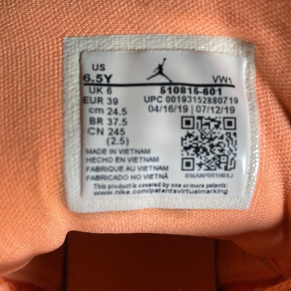 Jordan 12 Retro Sunrise (GS) Hot Punch 510815-601 size 6.5Y - Picture 7 of 7